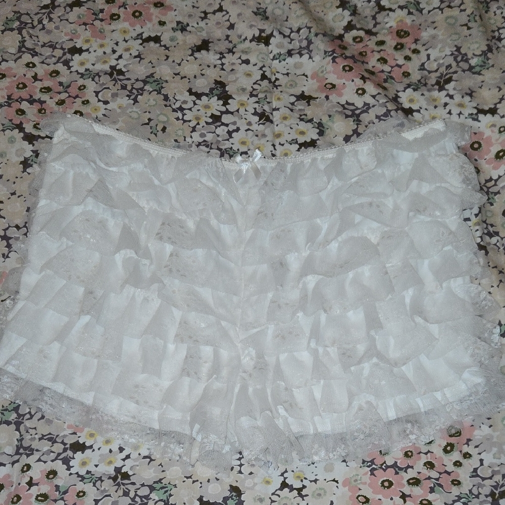 White Ruffled Shorts